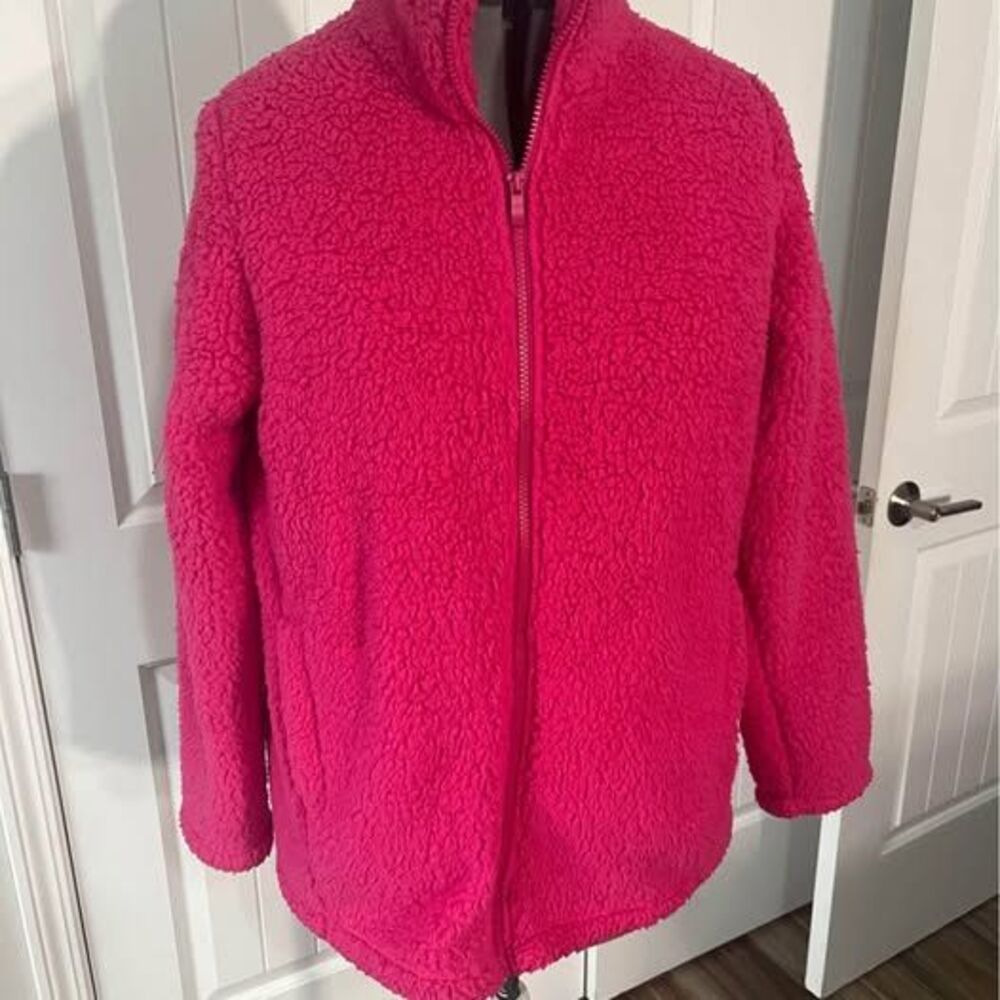 Jacket Soft Sherpa pink fluffy Zenana Large pockets 23”=pit-pit 28”=length C7322